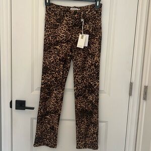 Good American Shine Leopard Compression Straight-Leg Pants